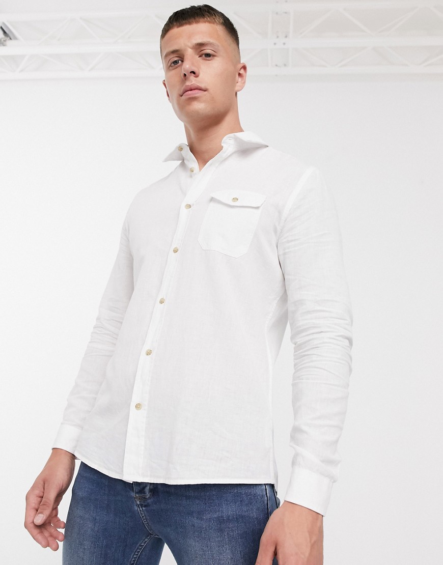 Burton Menswear linen shirt in white