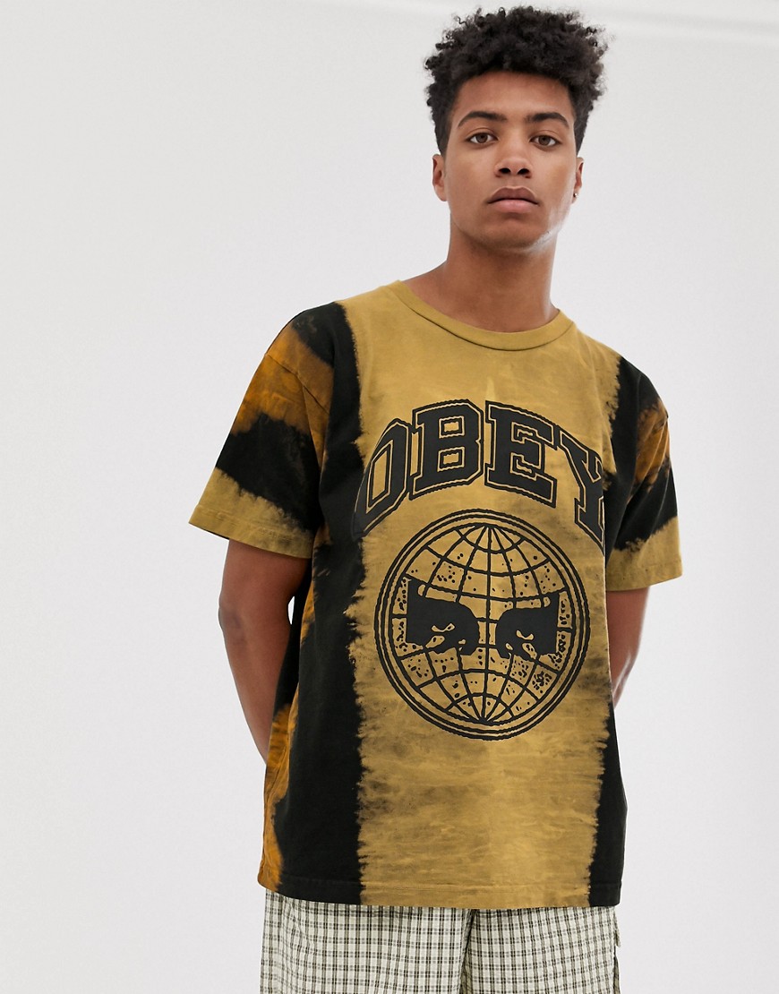 Obey Icon Planet tie dye t-shirt in yellow