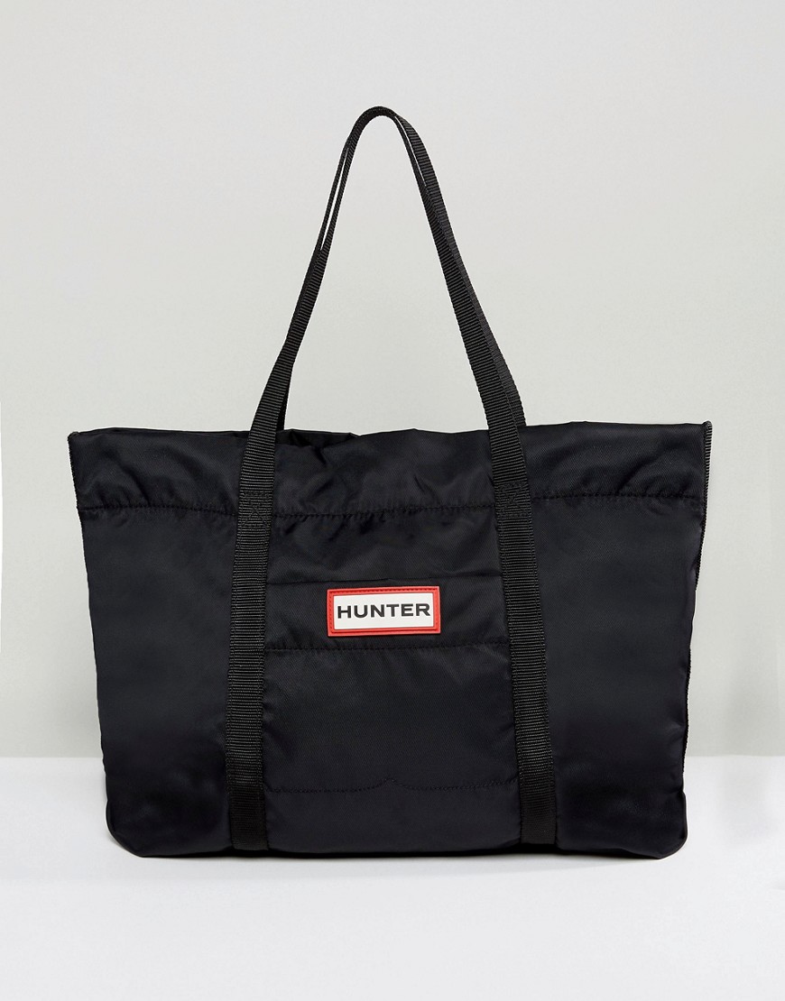 Hunter Original Black Nylon Tote Bag - Bk1 - black 1
