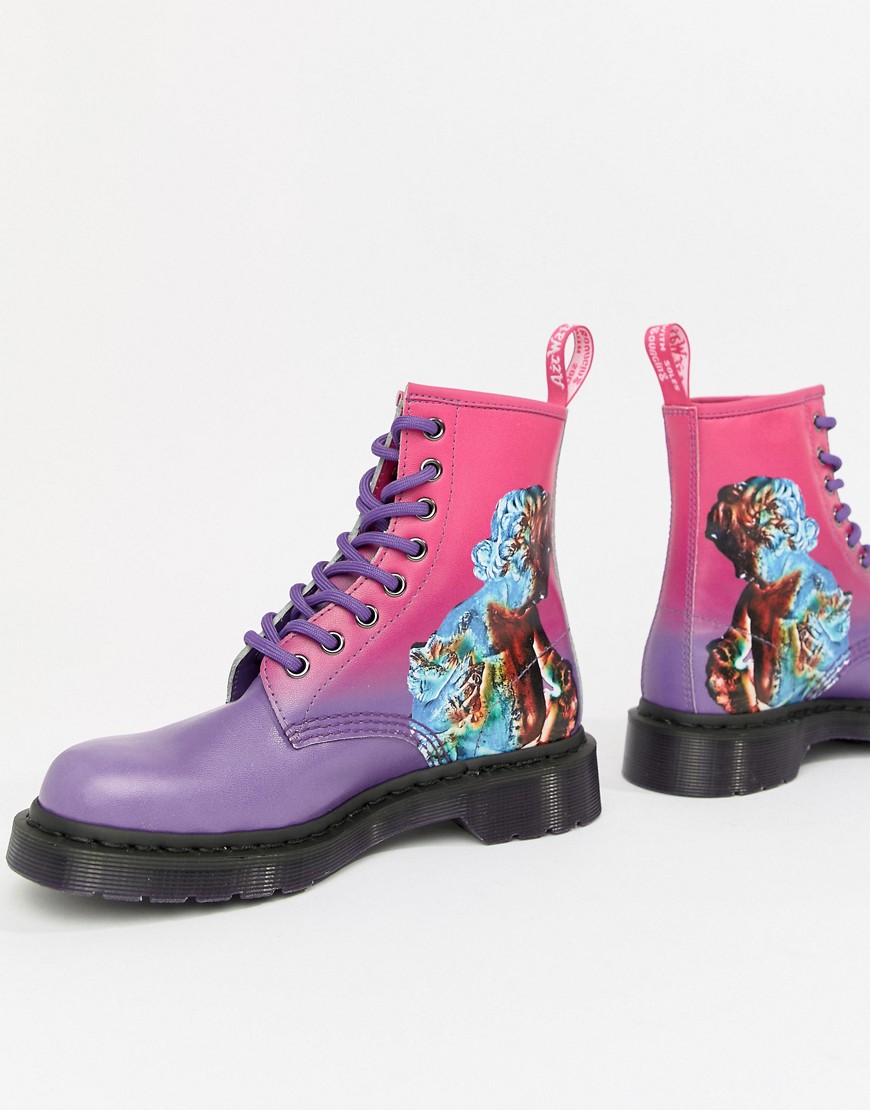 Dr Martens x New Order 1460 pink flat ankle boots - Pink and purple