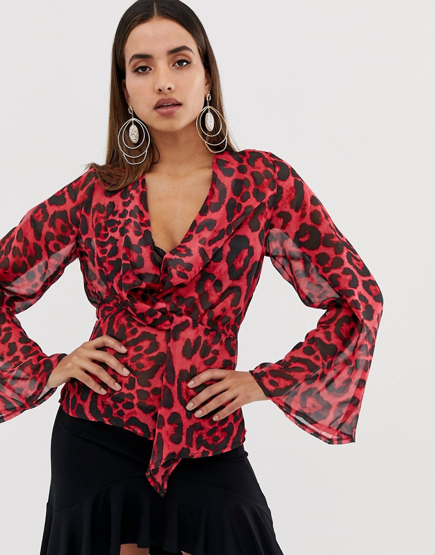 Forever Unique leopard wrap blouse
