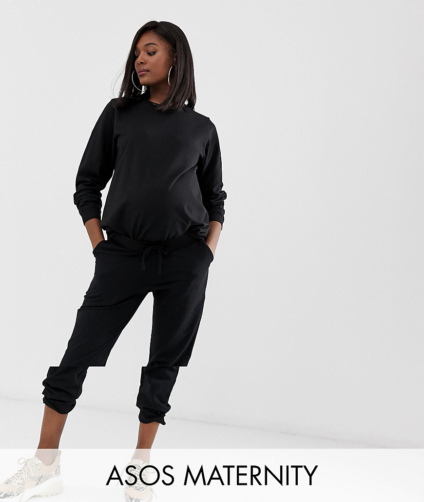 ASOS DESIGN Maternity tracksuit ultimate sweat / under the bump jogger with tie