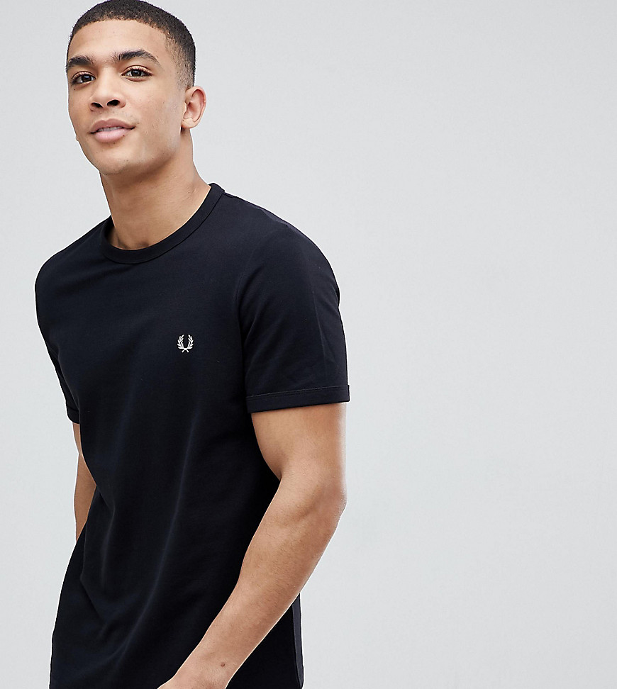 Fred Perry pique logo crew neck t-shirt in black Exclusive at ASOS