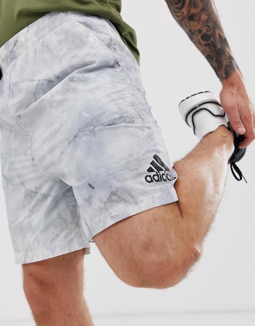 Adidas Training tie dye shorts in white