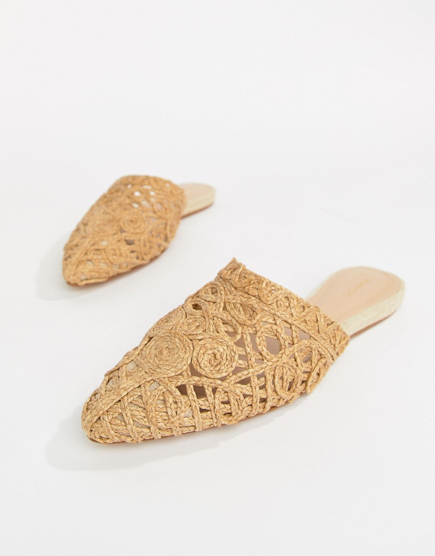 Mango woven slip on mule in natural - Natural