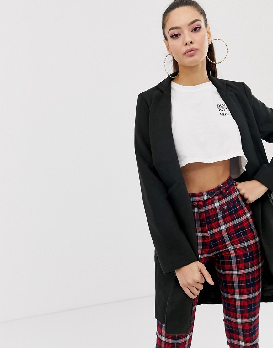 Missguided inverted collar formal coat in black