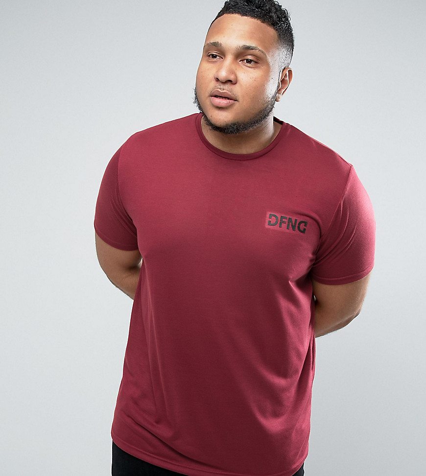 Defend London PLUS T-Shirt In Burgundy With Logo - Burgundy
