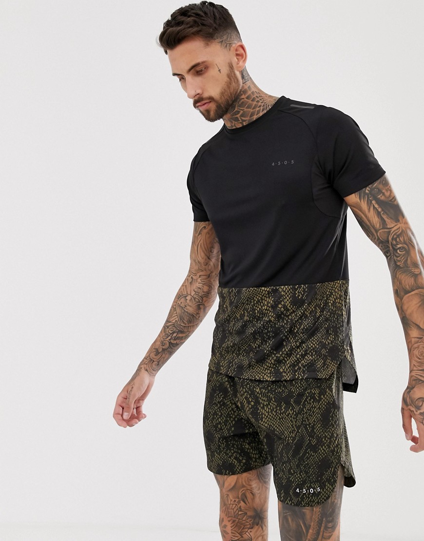 ASOS 4505 running shorts in mid length with snakeskin print