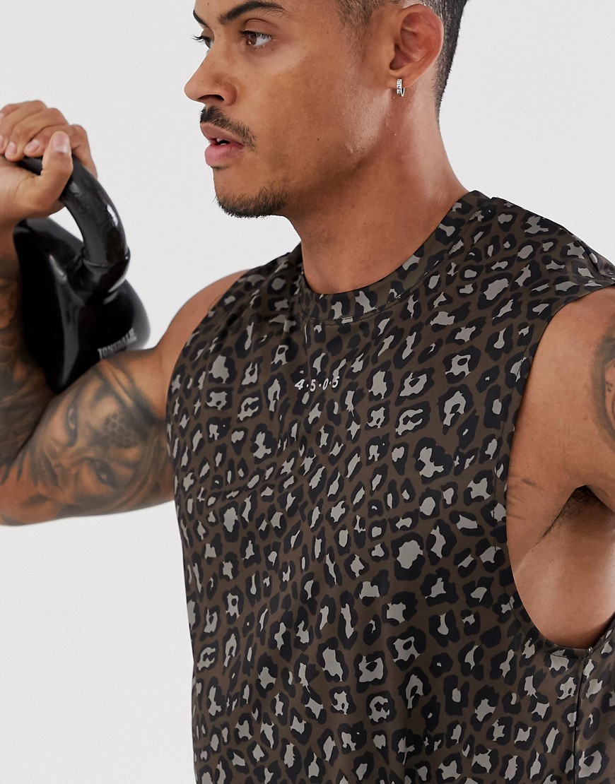 ASOS 4505 training sleeveless t-shirt in leopard print with quick dry