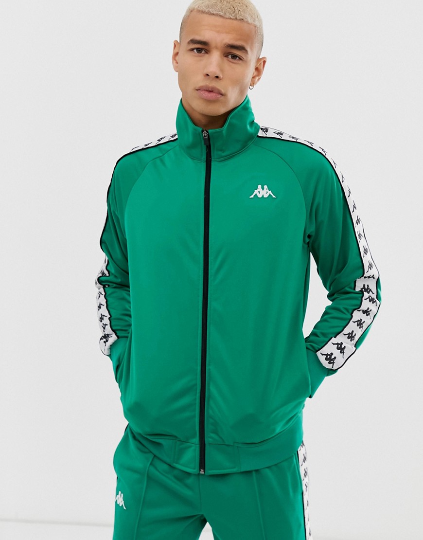 Kappa Banda Anniston track jacket with sleeve taping in green