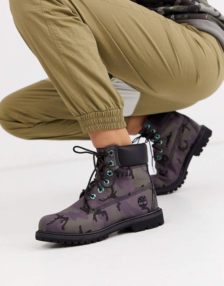 Timberland 6 Utility Ankle Boots In Black Camo