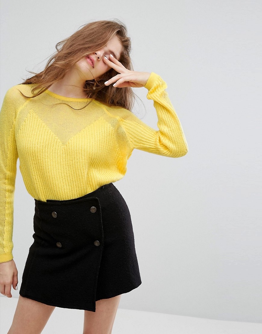 Willow and Paige Relaxed Jumper With Loose Knit Sleeves - Yellow