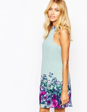 Fashion Union High Neck Dress With Border Floral Print