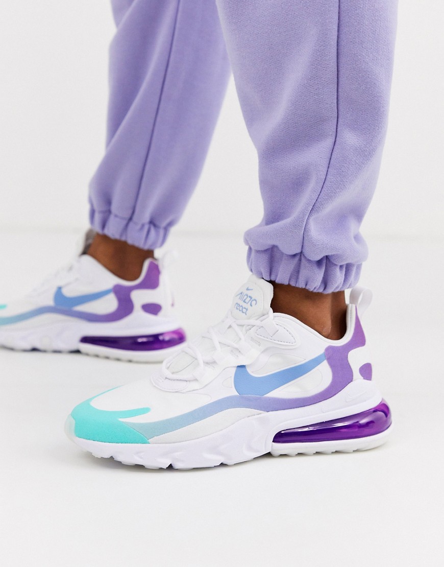 NIKE BLUE AND PURPLE AIR MAX 270 REACT SNEAKERS-PINK,AT6174-102