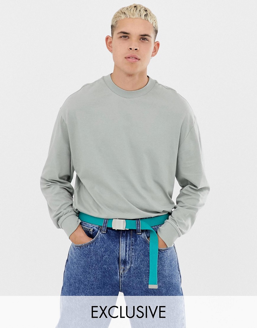 COLLUSION regular fit long sleeve t-shirt in sage green