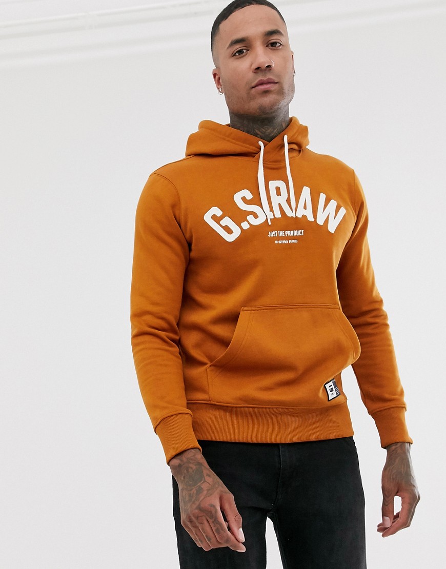 G-Star G.S.Raw large logo hoodie in dark orange