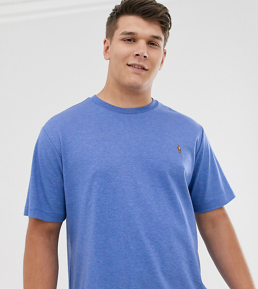Polo Ralph Lauren Big & Tall multi icon logo t-shirt in blue marl