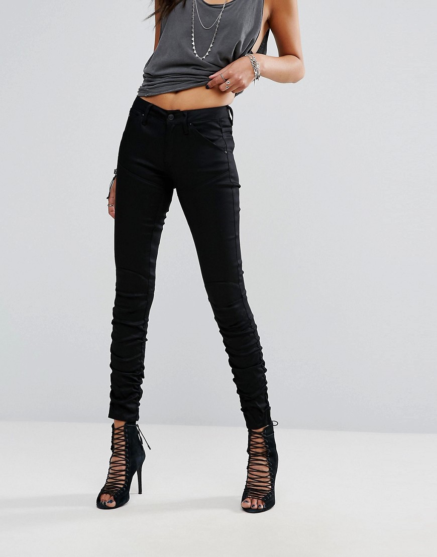 G-Star 5620 Mid Rise Skinny Jean with Ruched Ankle - Raw denim blue