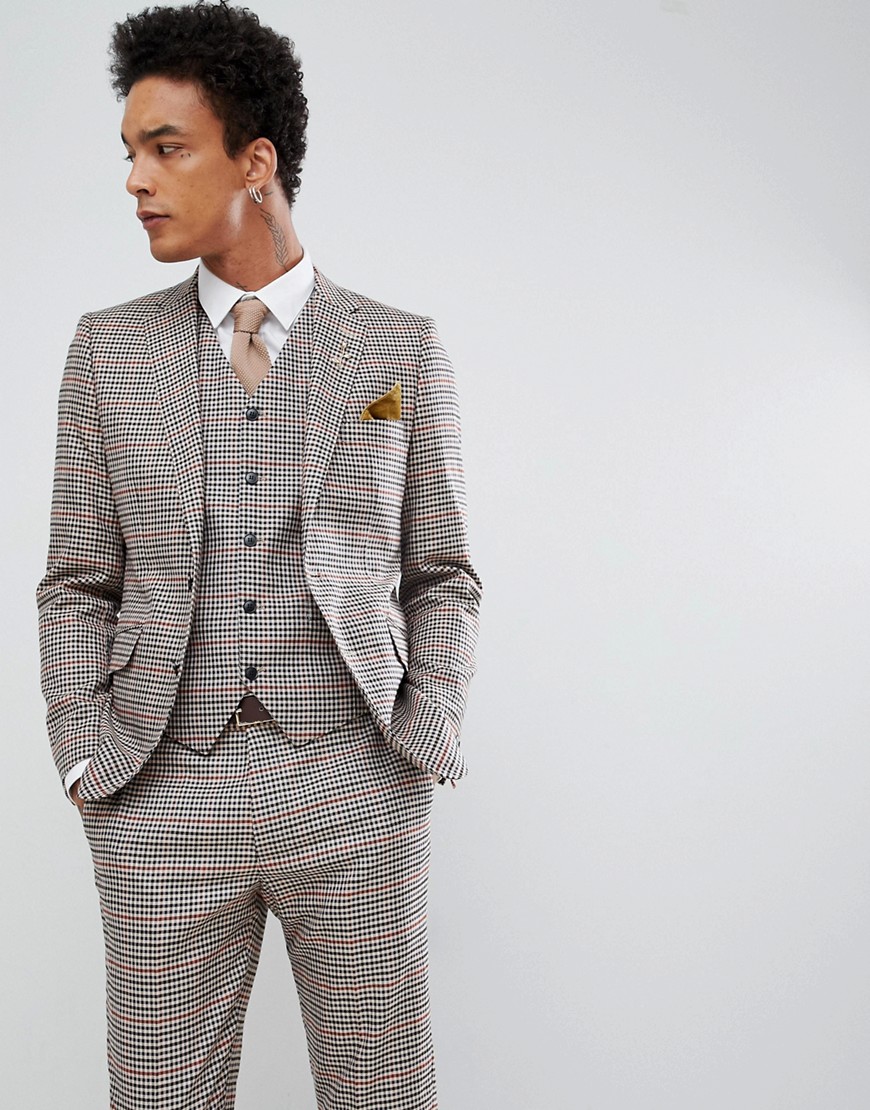 Gianni Feraud Slim Fit Heritage Check Wool Blend Suit Jacket