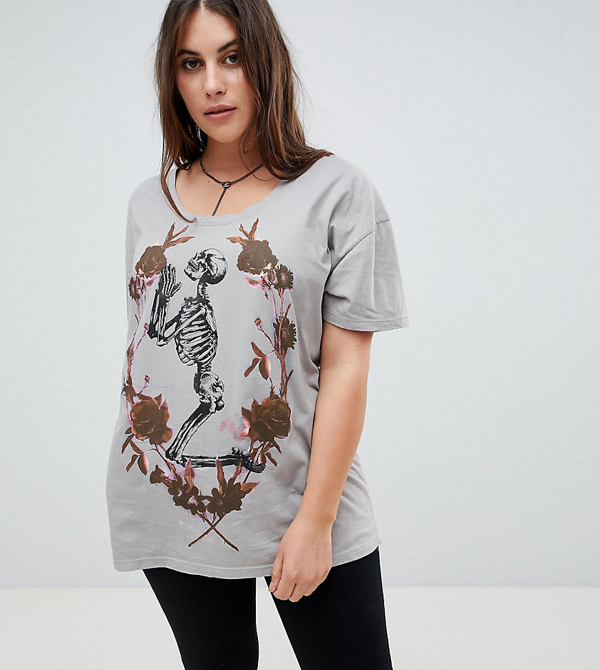 Religion Plus Drapey T-Shirt With Grunge Graphic - Flint