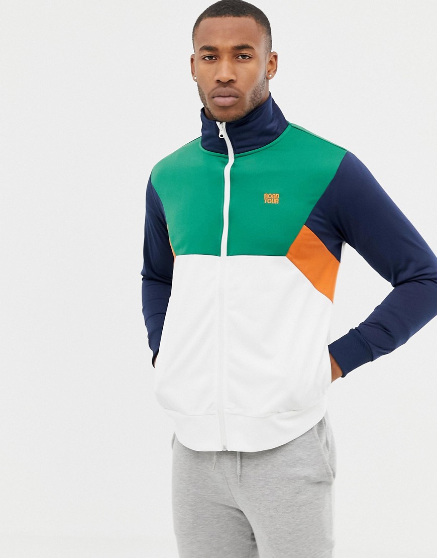 Pull&Bear track jacket in white colour block