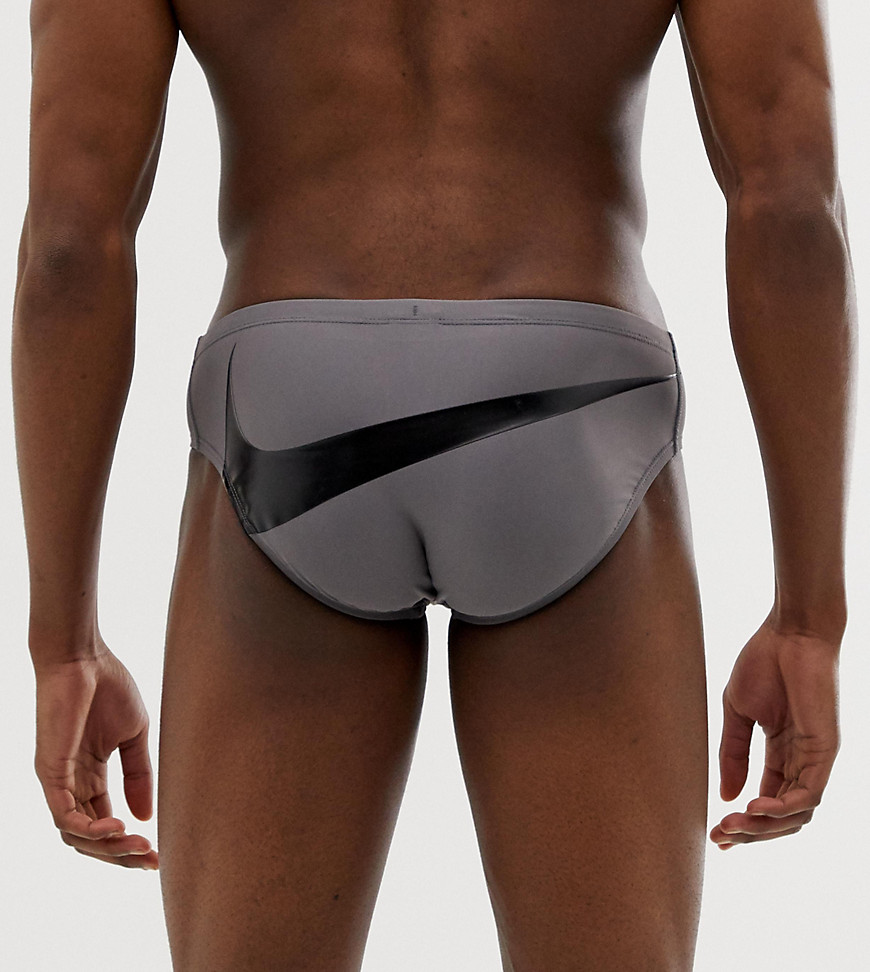 Nike Swimming exclusive big swoosh trunks in grey NESS9098-071