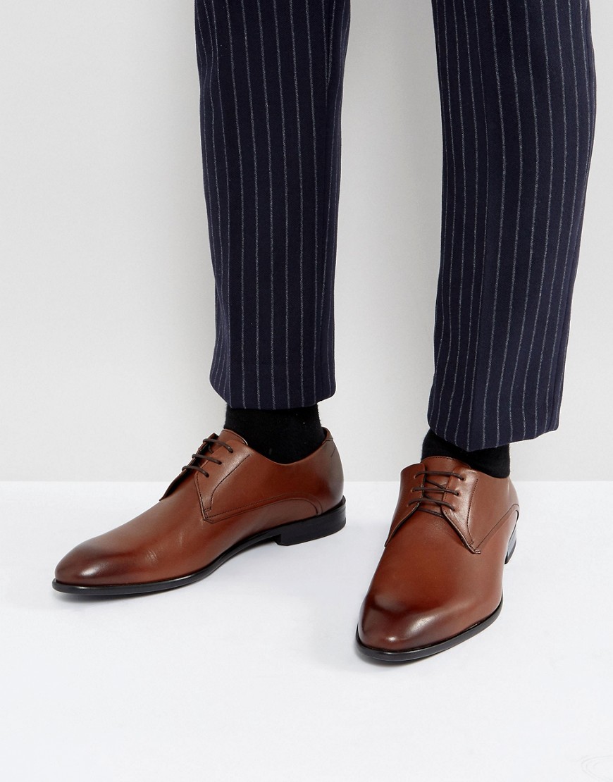 Светло-коричневые кожаные туфли дерби на шнуровке HUGO C-Dresios 