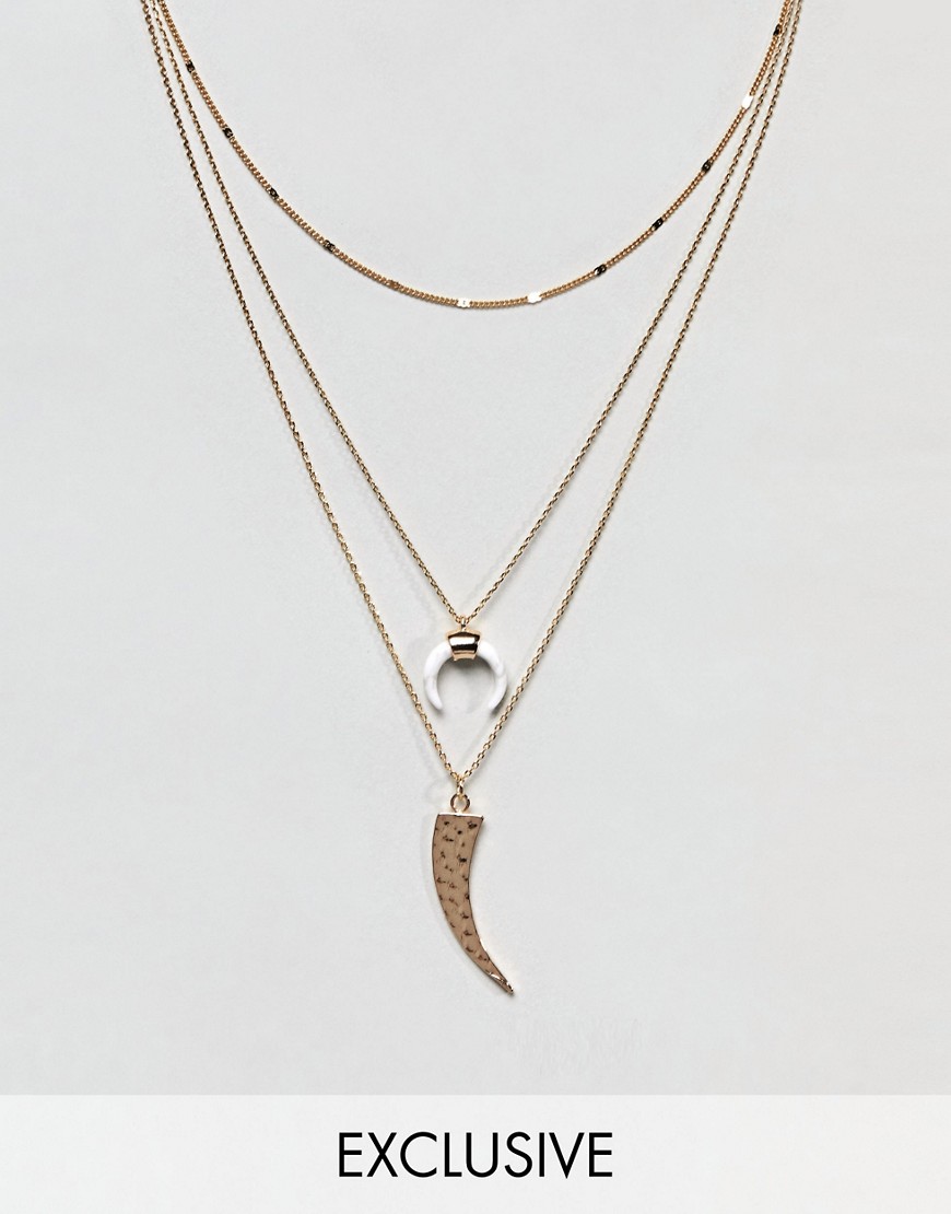 ORELIA GOLD LAYERING NECKLACE PACK WITH CRESENT DETAIL - GOLD,ORE22899