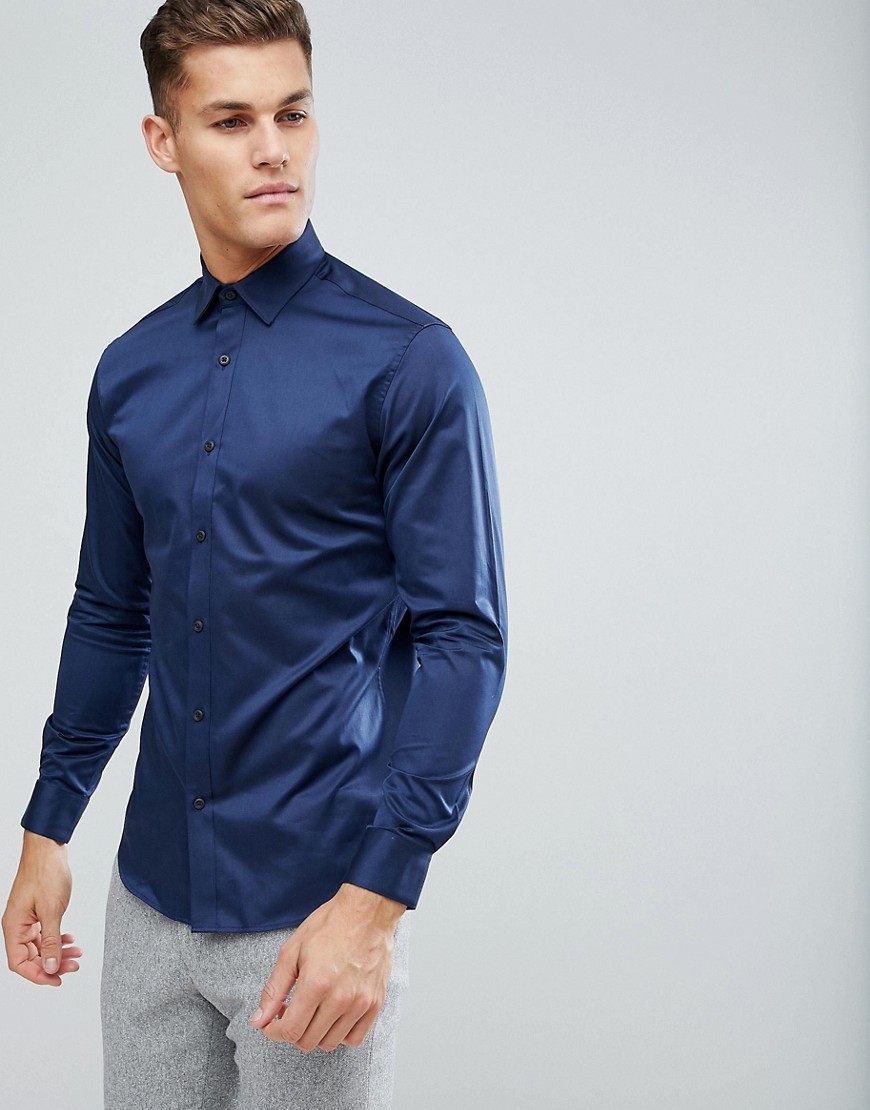 Selected Homme Slim Easy Iron Smart Shirt - Insignia blue