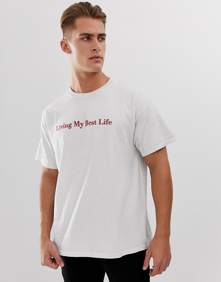 New Look t-shirt with best life print in off white