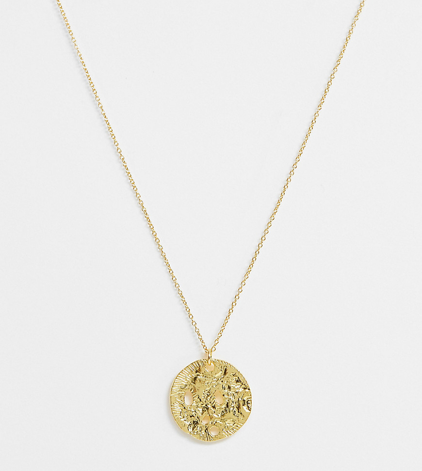 ASOS DESIGN sterling silver with gold plate necklace with worn coin pendant