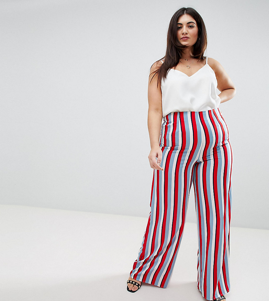Missguided Plus Striped Wide Leg Trousers