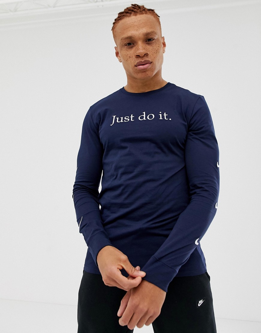 Nike JDI Embroidered Long Sleeve Top In Navy AA6592-451