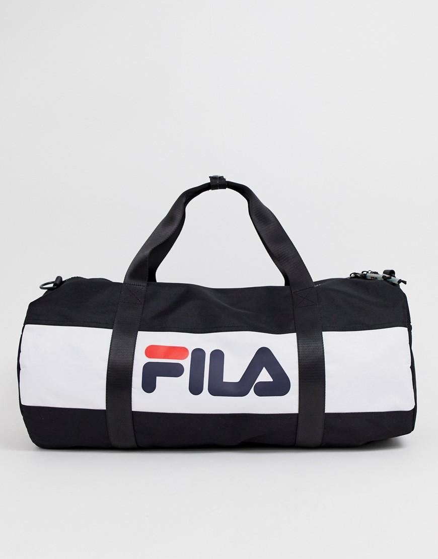 Fila Ted barrel bag with large logo in black