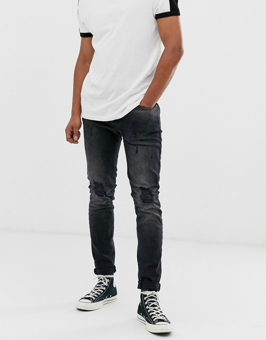 Good For Nothing distressed slim jeans in washed black