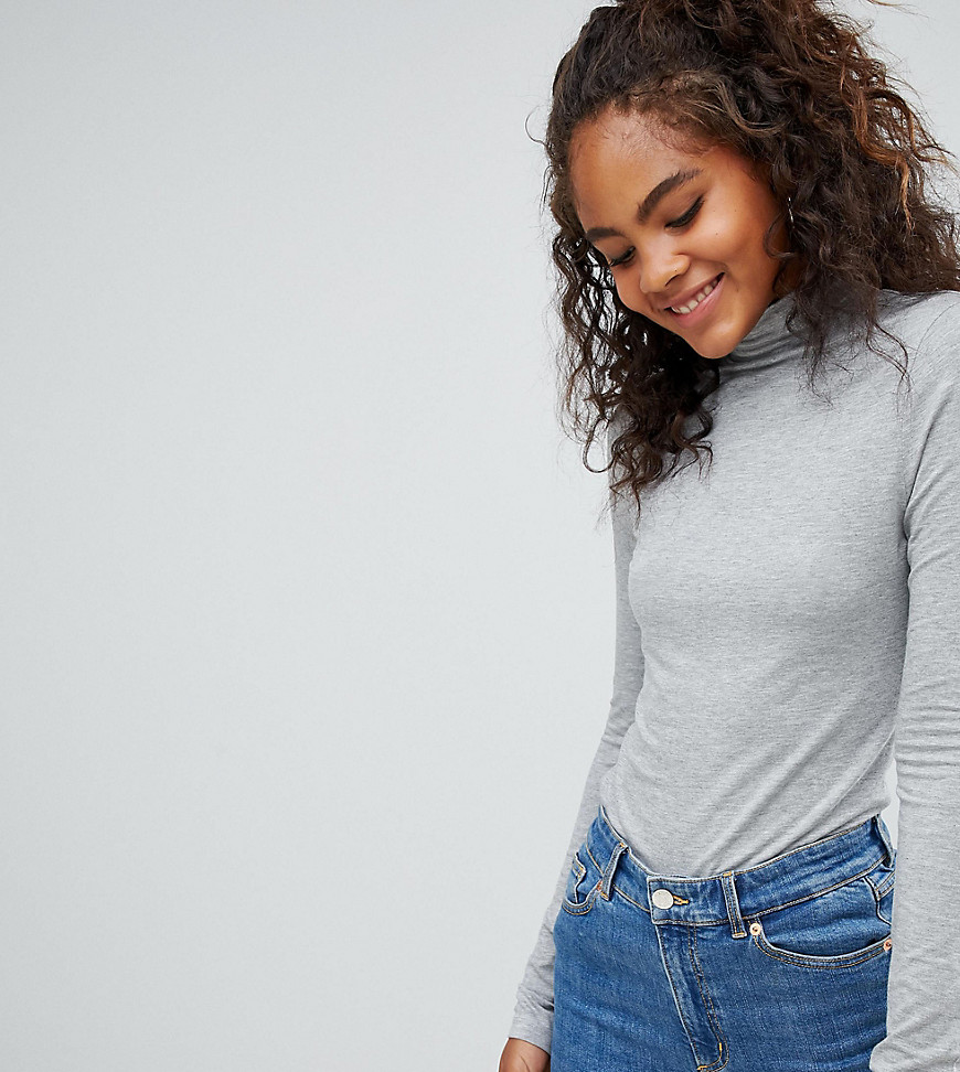 ASOS DESIGN Tall turtle neck long sleeve top in grey
