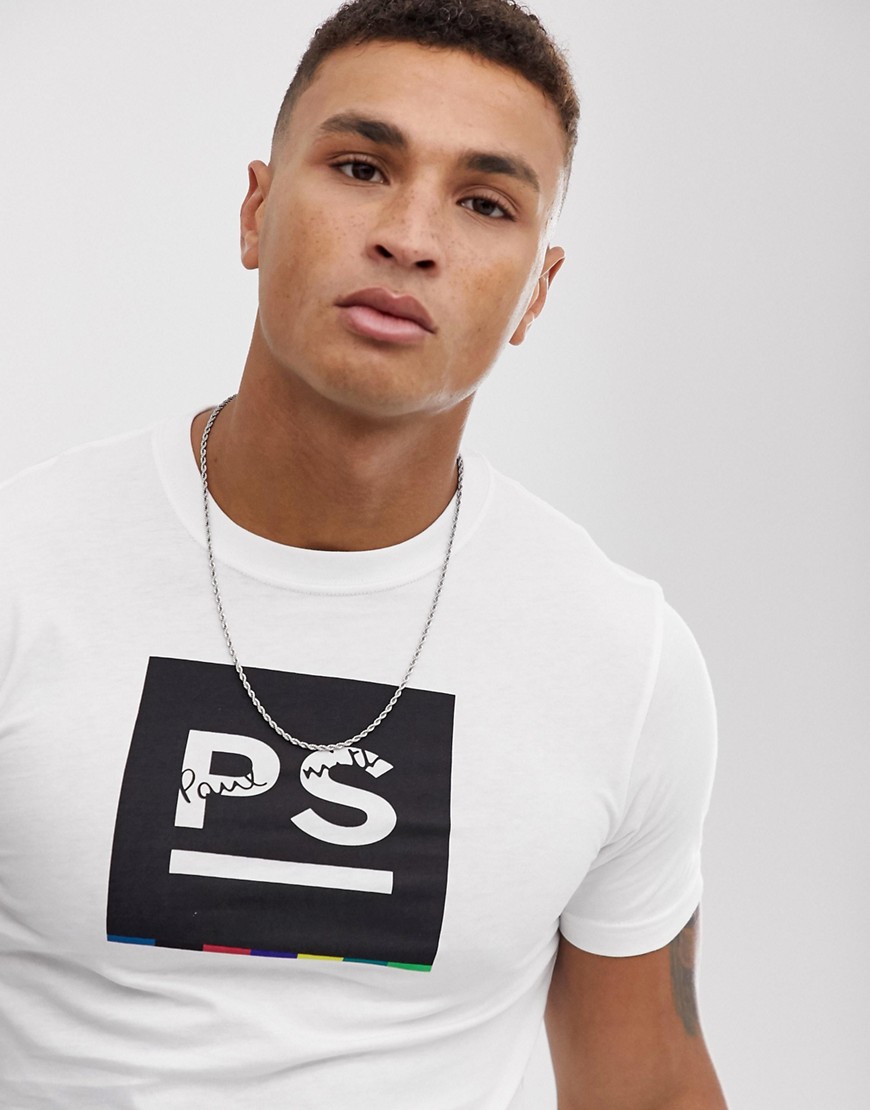 PS Paul Smith slim fit large PS logo print t-shirt in white