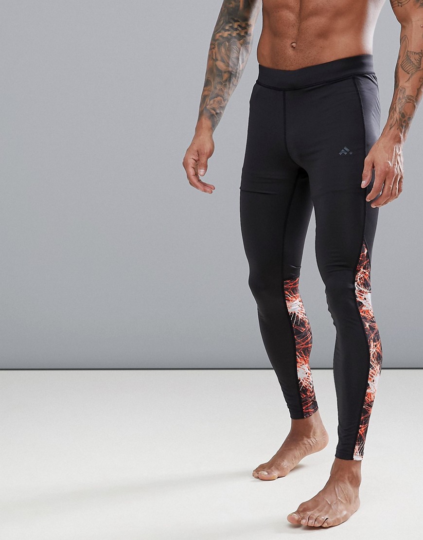 FIRST Training Tights In Black With Orange Print