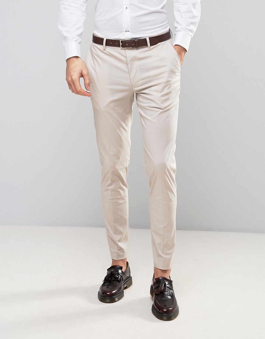 ASOS Wedding Skinny Suit Trouser In Stretch Cotton In Putty - Putty