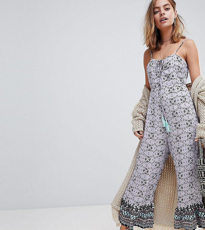Sisters Of The Tribe Petite Wide Leg Jumpsuit In Ditsy Floral Print