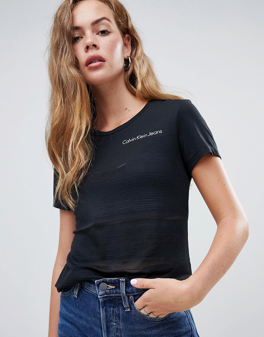 Calvin Klein Tamar sheer burnout t-shirt - Black