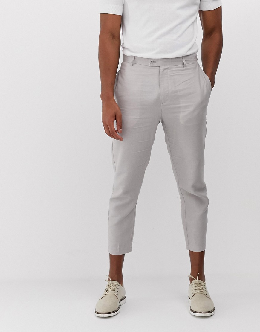 Gianni Feraud pleated linen cropped trousers
