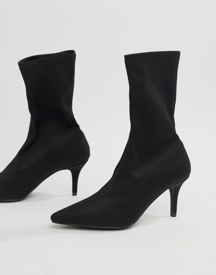 black pointed sock ankle boots