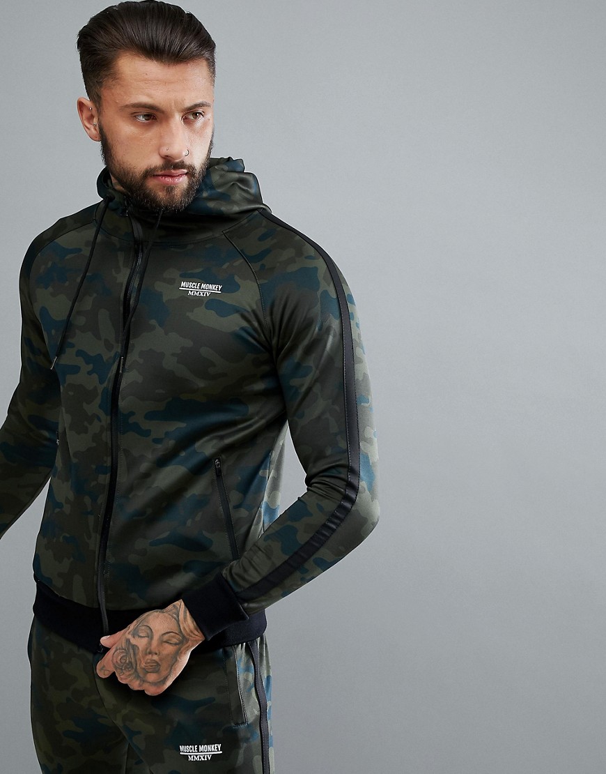 Muscle Monkey Muscle Fit Hoodie In Camo - Camo