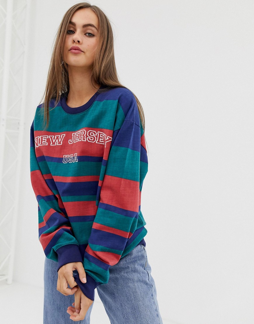 Daisy Street relaxed sweatshirt with New Jersey embroidery