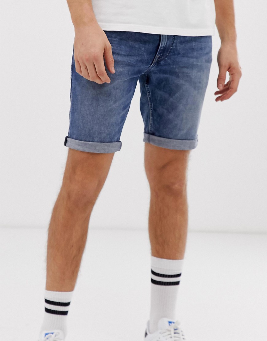Tom Tailor slim fit denim shorts in mid wash blue