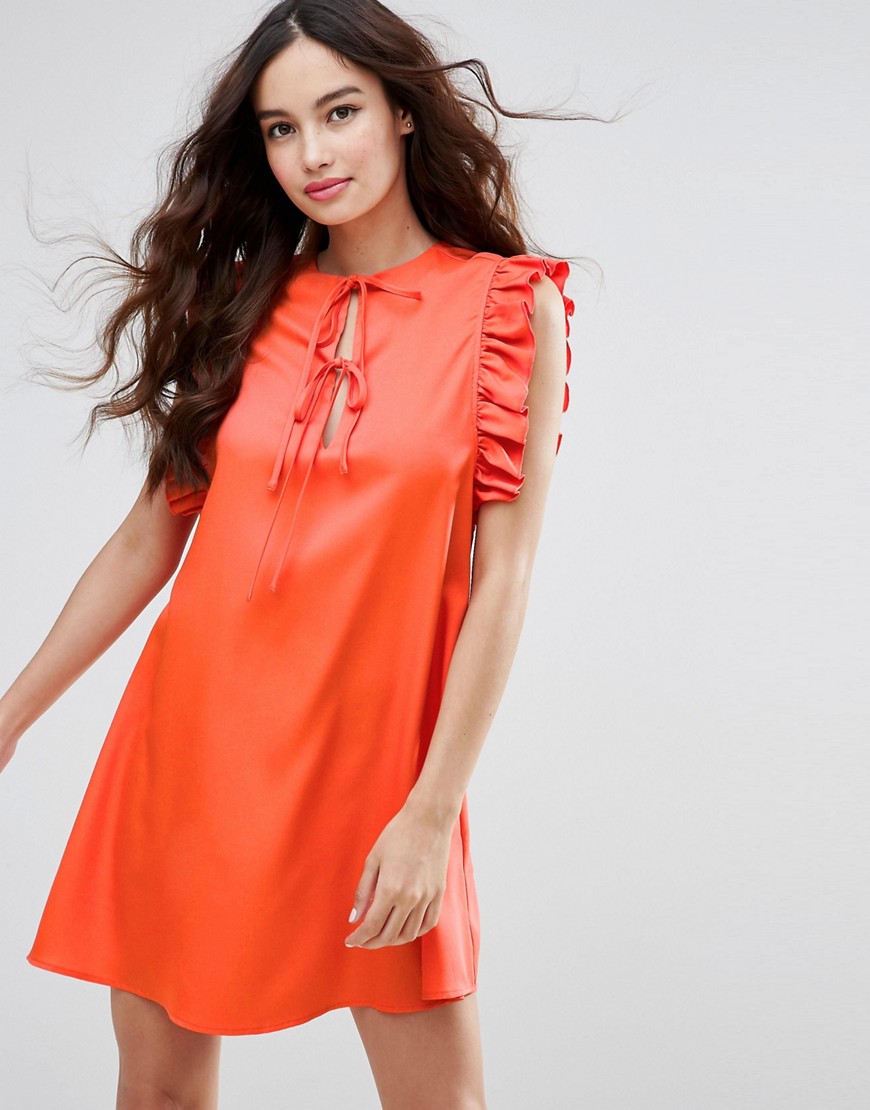 Платье с рукавами-оборками Fashion Union - Красный 