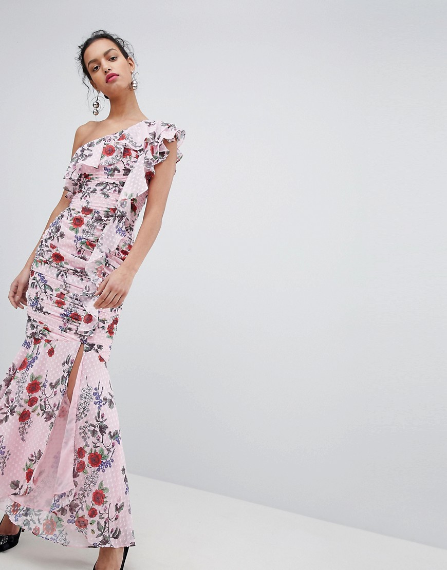 Keepsake one shoulder floral maxi dress