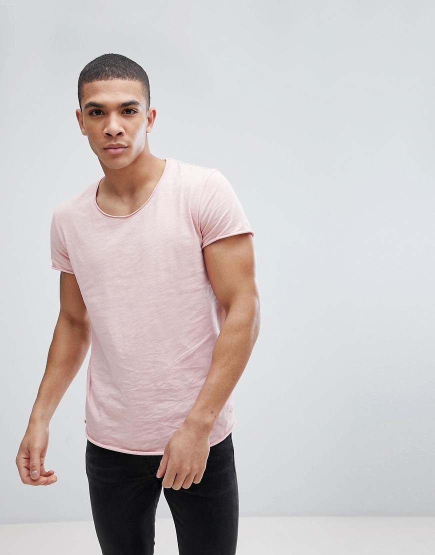 Jack & Jones Originals Longline T-Shirt With Curved Hem - Silver pink