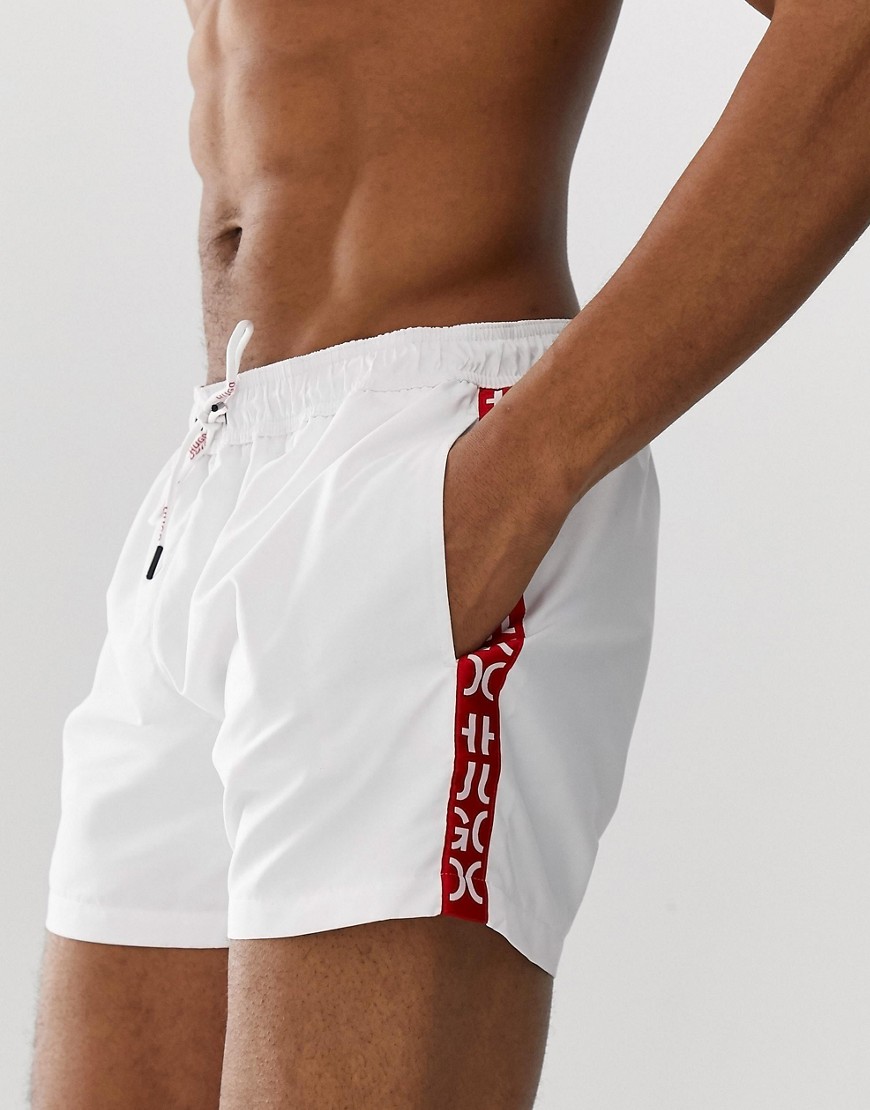 HUGO Mustique side logo swim shorts in white